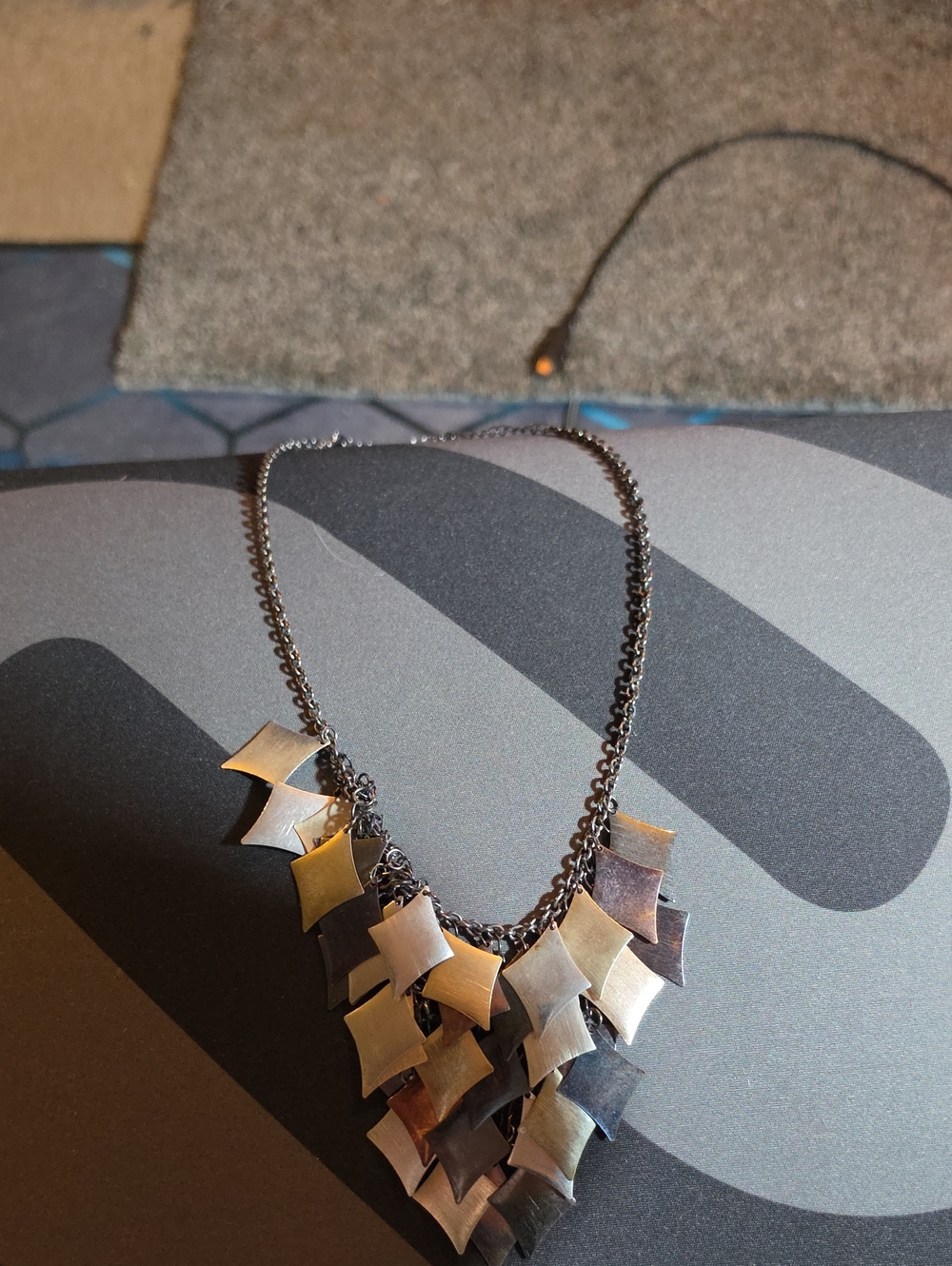 Statement Silver-Tone Layered Chevron Necklace - Women